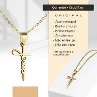 Relogio Aço Prova Dagua Masculino + Caixa + Cordão Crucifixo Qualidade Premium Religião Original - 6