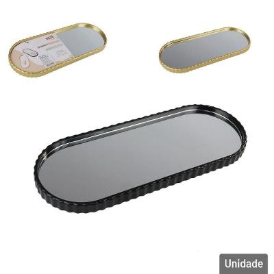 Bandeja Decorativa Plástica 30cm Com Espelho Oval - Tudo Em Caixa