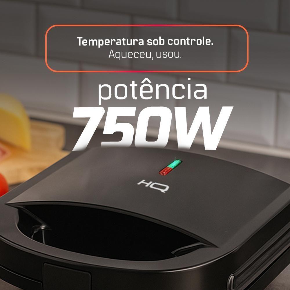 Sanduicheira E Grill HQ 750W Antiaderente Preto HQ-SG004 220V - 5