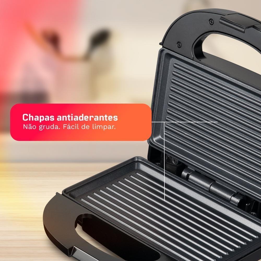 Sanduicheira E Grill HQ 750W Antiaderente Preto HQ-SG004 220V - 7