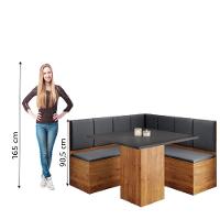 Conjunto Sala De Jantar Canto Alemão Com Baú Liebe Com Mesa Lord Veludo Viero Madeirado Cinza - 6