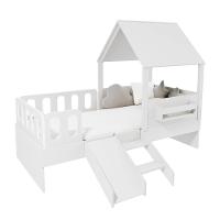 Cama Casinha Com Telhado Kit Escada E Grades Anatômica Branco Megamobilia - 3