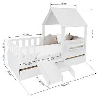 Bicama Casinha Com Telhado Kit Escada E Grades Anatômica Branco Megamobilia - 3