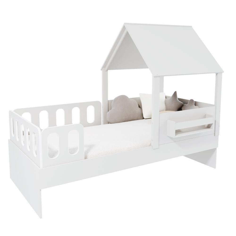 Cama Casinha Com Telhado E Grades Anatômica Branco Megamobilia - 2
