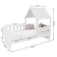 Cama Casinha Com Telhado E Grades Anatômica Branco Megamobilia - 3