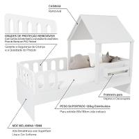 Cama Casinha Com Telhado E Grades Anatômica Branco Megamobilia