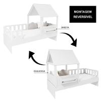 Cama Casinha Com Telhado E Grades Anatômica Branco Megamobilia - 5