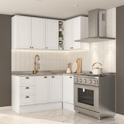 Armário De Cozinha Completa C Balcão Milla Whisper Carraro Branco