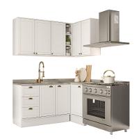 Armário De Cozinha Completa C Balcão Milla Whisper Carraro Branco - 2