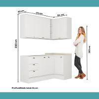 Armário De Cozinha Completa C Balcão Milla Whisper Carraro Branco - 7