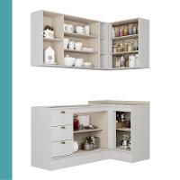 Armário De Cozinha Completa C Balcão Milla Whisper Carraro Branco - 8