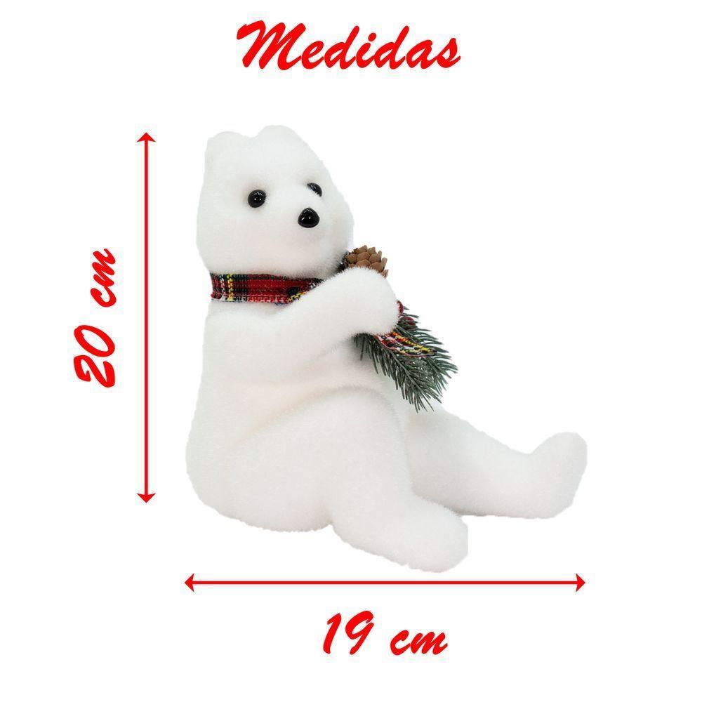 Decoração Natalino Enfeite Urso Polar Cachecol Xadrez 20 Cm - 2