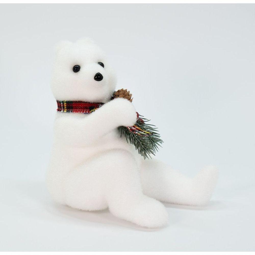 Decoração Natalino Enfeite Urso Polar Cachecol Xadrez 20 Cm - 3