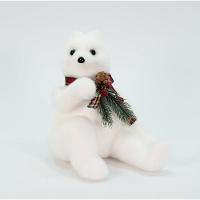 Decoração Natalino Enfeite Urso Polar Cachecol Xadrez 20 Cm - 1