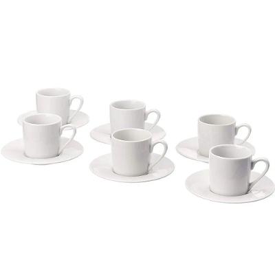 Jogo Xícaras Branca Porcelana 12 Peças Café 80ml