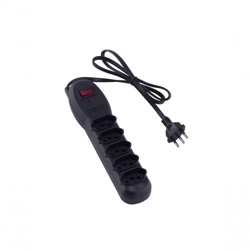 Filtro De Linha Force Line Slim Bivolt 5 Tomadas Preto - 1