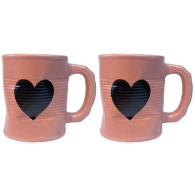 Jogo 2 Caneca Amassada 320ml Para Chá Cappuccino Rosa