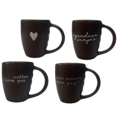 Jogo 4 Caneca Porcelana Fosca 120ml Para Café Marrom