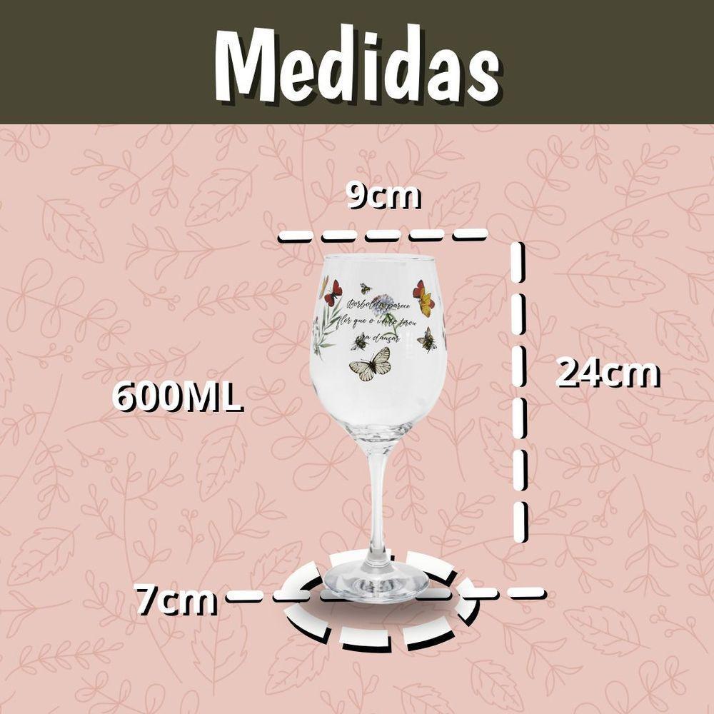 Jogo 4 Taças Vinho Vidro Transparente 600ml Mini Coração - 2