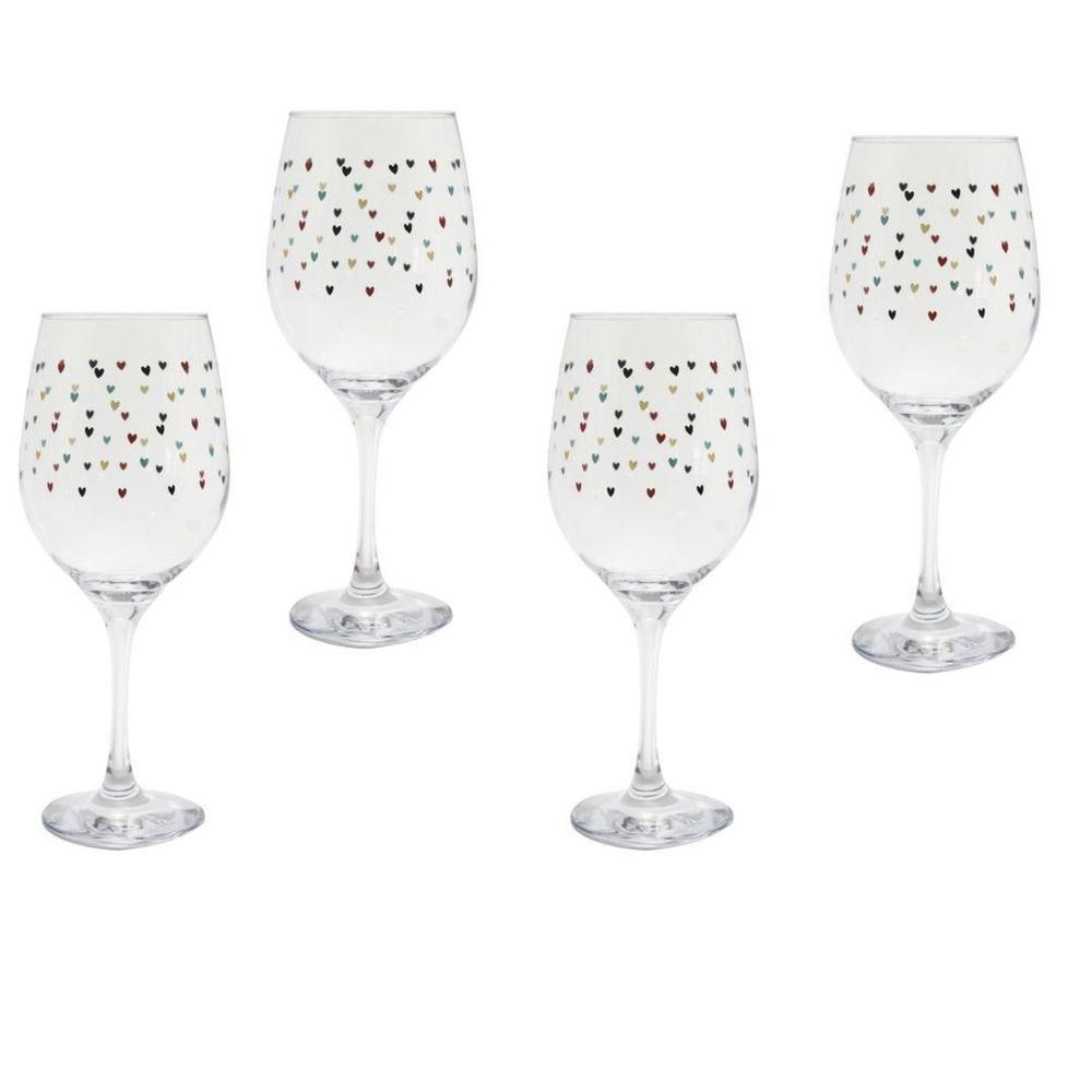 Jogo 4 Taças Vinho Vidro Transparente 600ml Mini Coração - 7