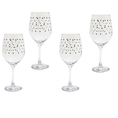 Jogo 4 Taças Vinho Vidro Transparente 600ml Mini Coração