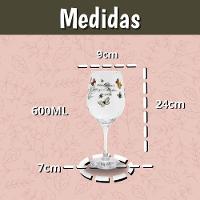 Jogo 4 Taças Vinho Vidro Transparente 600ml Mini Coração - 2