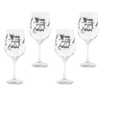Jogo 4 Taças Vinho Vidro Transparente 600ml Lavanda