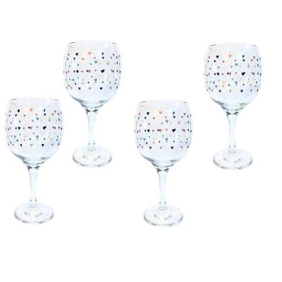 Jogo 4 Taças Gin Vidro 600ml Mini Coração