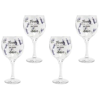 Jogo 4 Taças Gin Vidro 600ml Lavanda