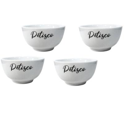 Jogo 4 Cumbucas Porcelana Branca 500ml Petisco