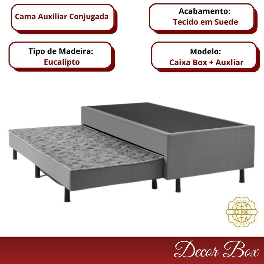 Base Cama Box Solteiro Suede 88x188 Com Auxiliar Duquesa - 5