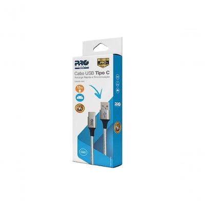 Cabo Usb Tipo C Proeletronic Causb-150c Nylon Cinza - 1,5m