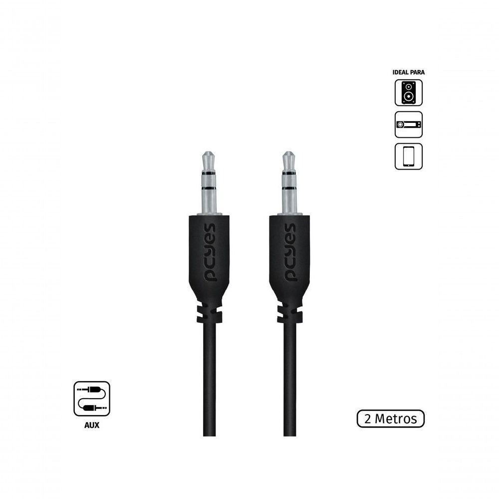 Cabo P2 3.5mm Macho Para P2 3.5mm Macho 28awg Puro Cobre 2 Metros - P35m-2 - 2