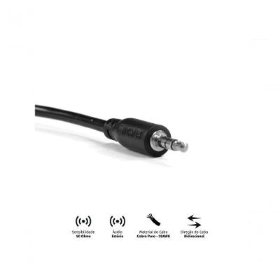 Cabo P2 3.5mm Macho Para P2 3.5mm Macho 28awg Puro Cobre 2 Metros - P35m-2