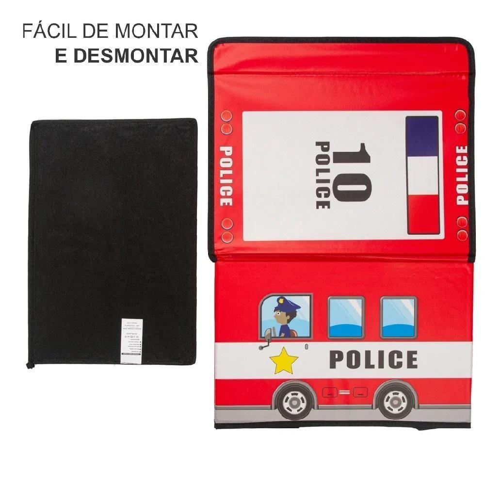 Bau Organizador Infantil Multiuso Caixa De Brinquedos Policia Puff Porta Treco Roupa Sapato Ursinho Menino Menina Vermel - 5