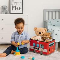 Bau Organizador Infantil Multiuso Caixa De Brinquedos Policia Puff Porta Treco Roupa Sapato Ursinho Menino Menina Vermel - 3