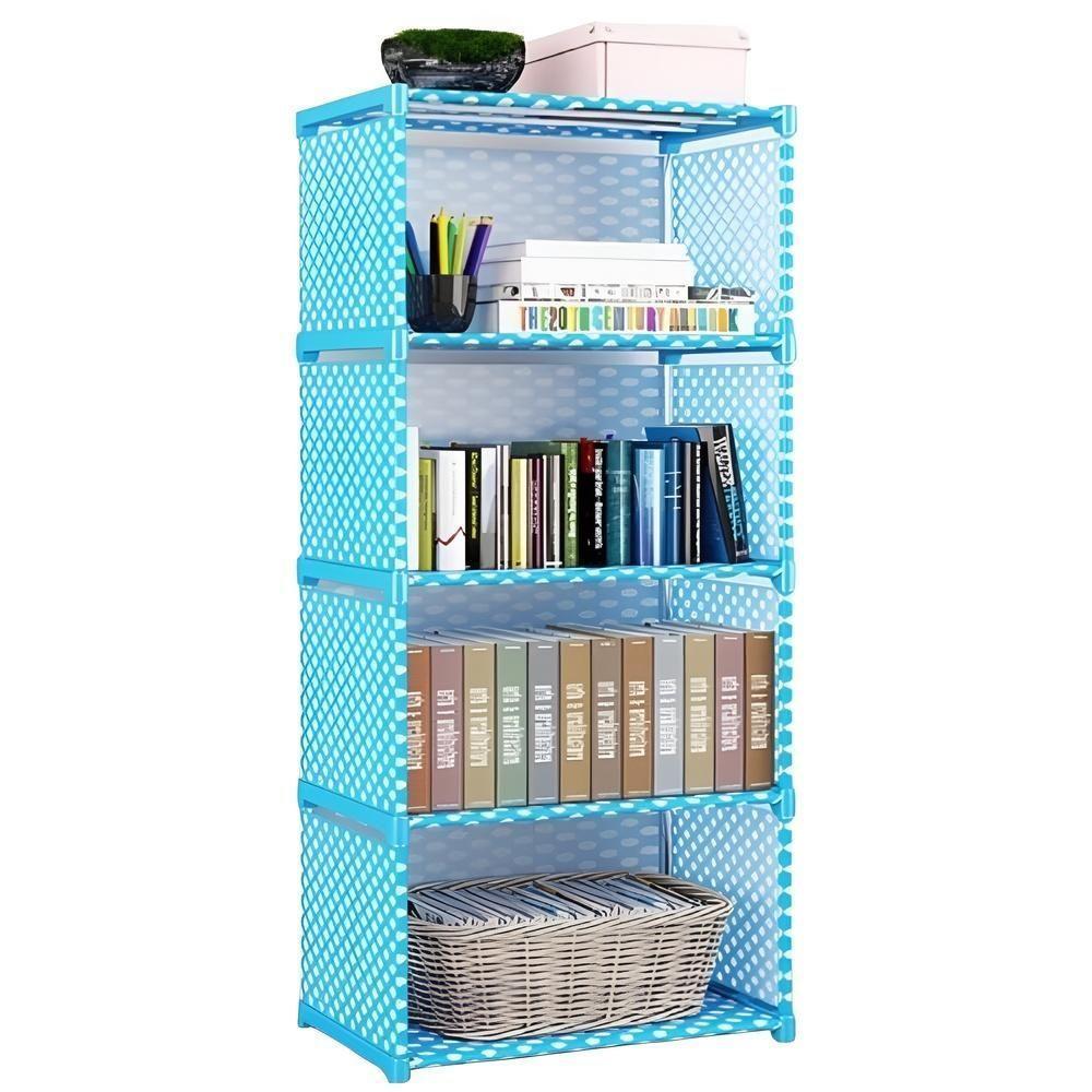Estante Multiuso Organizador Livros Brinquedos 5 Prateleiras Empilhavel Quarto Banheiro Lavanderia Roupas Modular Azul - 1