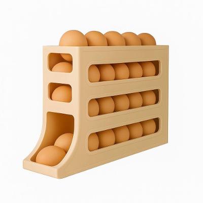 Organizador Para Ovos Com Suporte Rolante Bege