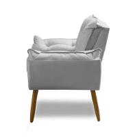 Kit 2 Poltronas Cinza Claro Decorativa Opala Confortável Para Sala Quarto Recepção Suede Luxo - 3