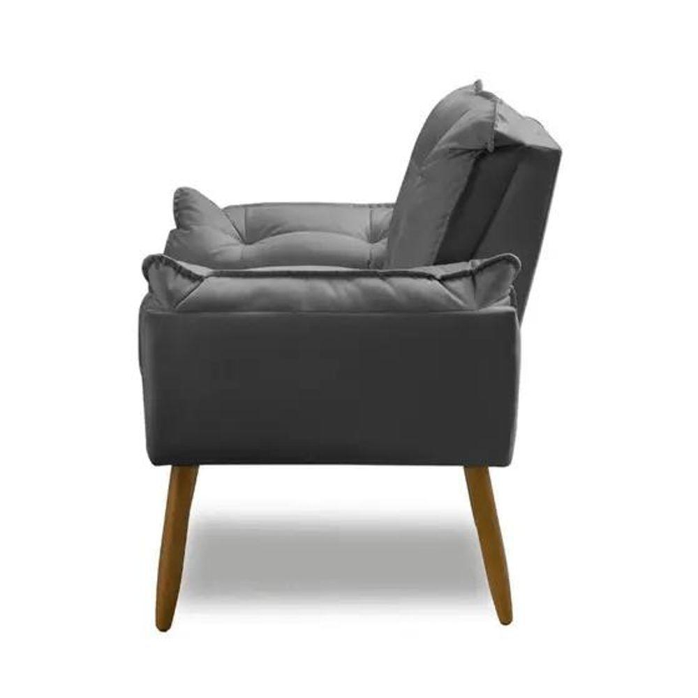 Kit 2 Poltronas Decorativa Opala Grafite Confortável Para Sala Quarto Recepção Suede Luxo - 3