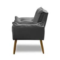 Kit 2 Poltronas Decorativa Opala Grafite Confortável Para Sala Quarto Recepção Suede Luxo - 3