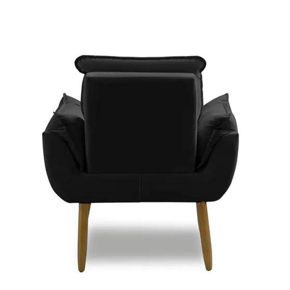 Kit 2 Poltronas Decorativa Opala Preta Confortável Para Sala Quarto Recepção Suede Luxo - 4