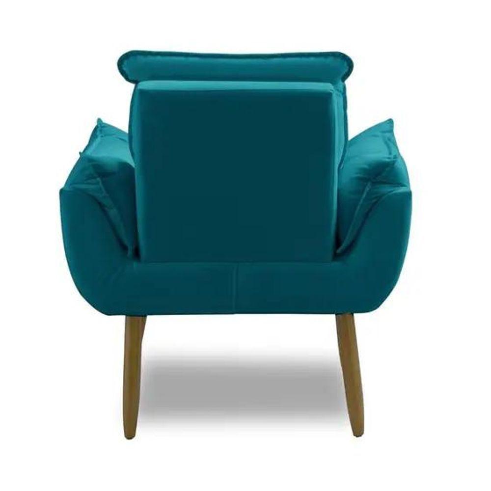 Kit 2 Poltronas Azul Tiffany Decorativa Opala Confortável Para Sala Quarto Recepção Suede Luxo - 4