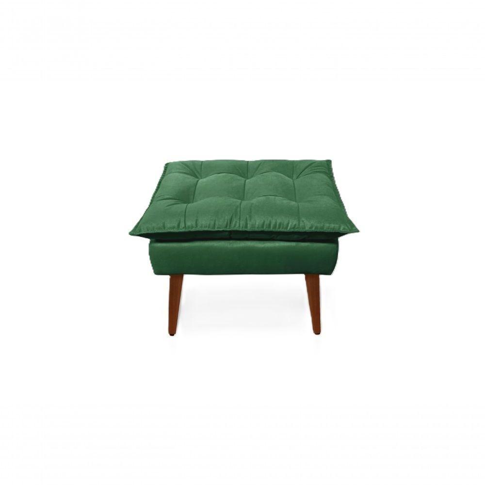 2 Poltronas Opala Com 1 Puff Decorativa Confortável Para Sala Quarto Recepção Suede Luxo Verde - 2