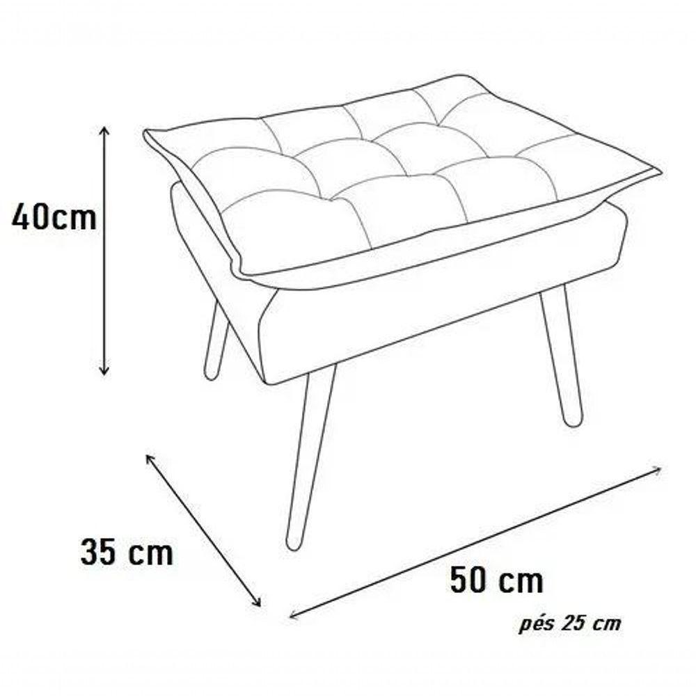 2 Poltronas Opala Com 1 Puff Decorativa Confortável Para Sala Quarto Recepção Suede Luxo Verde - 3