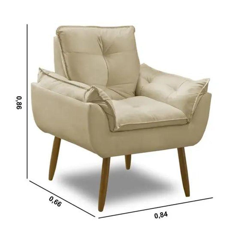 Poltrona Decorativa Opala Suede Bege Escritorio Sala - 5