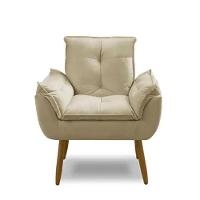 Poltrona Decorativa Opala Suede Bege Escritorio Sala - 2