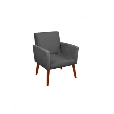 Cadeira Poltrona Estofada Luxo Decorativa Grafite Sala De Jantar Mesa Quarto