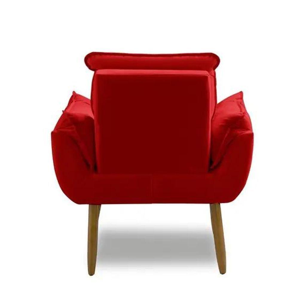 Kit 2 Poltronas Decorativa Opala Vermelho Confortável Para Sala Quarto Recepção Suede Luxo - 4
