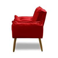 Kit 2 Poltronas Decorativa Opala Vermelho Confortável Para Sala Quarto Recepção Suede Luxo - 3
